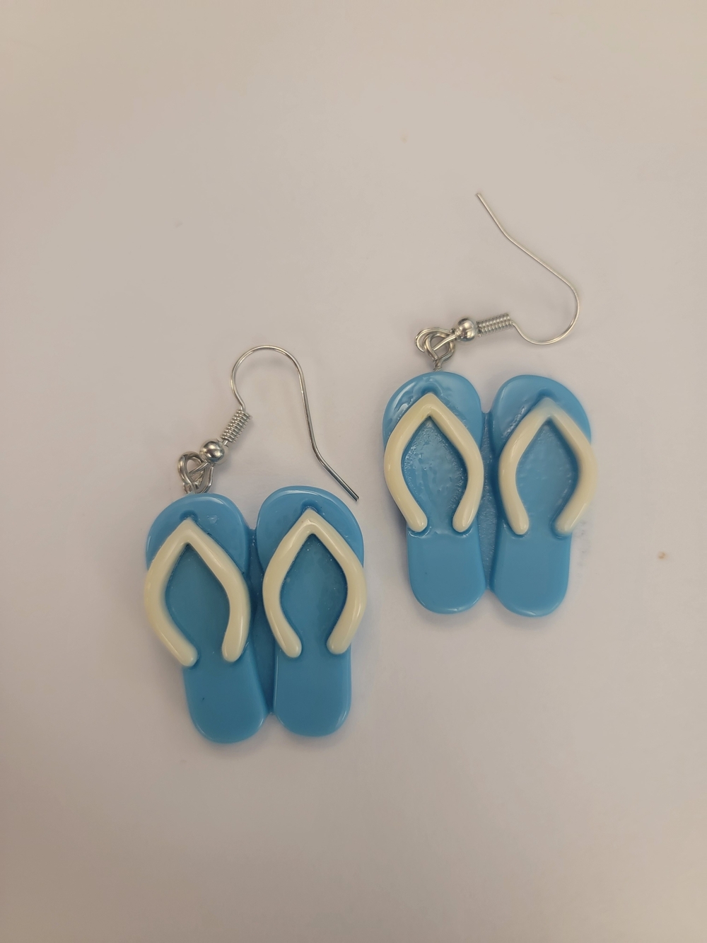Fashion Jewelry Blue and Cream Flip Flop Dangle Earrings